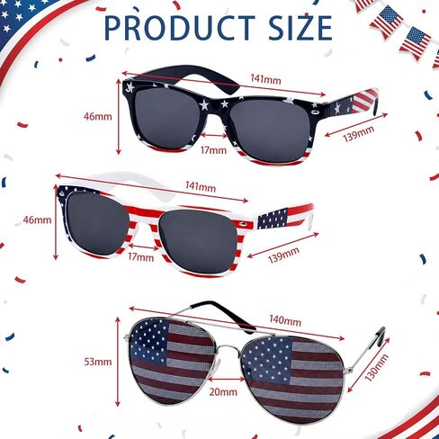 3 Pairs American Flag Sunglasses for Women Men Red White Blue Sunglasses 4th of July Costume Accessories in Saudi Arabia