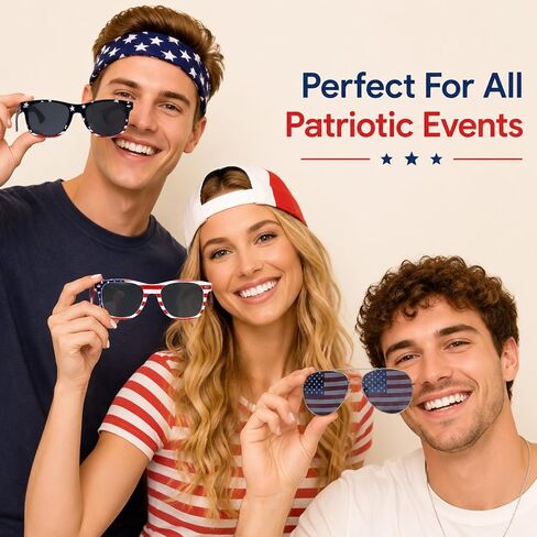 3 Pairs American Flag Sunglasses for Women Men Red White Blue Sunglasses 4th of July Costume Accessories in Saudi Arabia