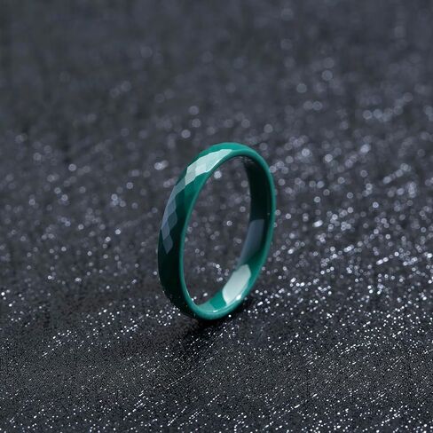4Pcs 3mm Thin Ceramic Wedding Bands for Women, Blue Green Pink Purple Plain Minimalist Stackable Colorful Rings, Scratch Resistant Hypoallergenic Non-Metal Jewelry, Gift for Her, Size 5-12 in Saudi Arabia