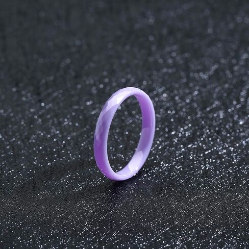4Pcs 3mm Thin Ceramic Wedding Bands for Women, Blue Green Pink Purple Plain Minimalist Stackable Colorful Rings, Scratch Resistant Hypoallergenic Non-Metal Jewelry, Gift for Her, Size 5-12 in Saudi Arabia