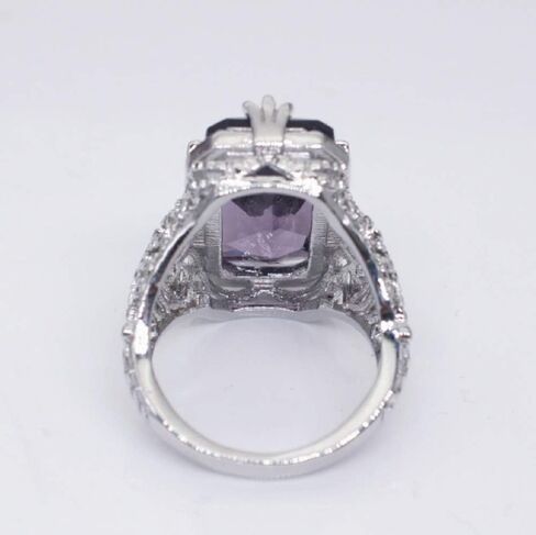 925 sterling silver large amethyst ring square cut gemstone ring wedding ring female jewelry size 6-10 (US code 8) in Kuwait