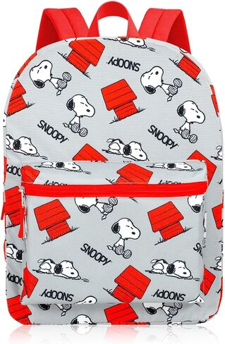 Snoopy Backpack with Lunch Box - Bundle with 16" Peanuts Backpack Plus Lunch Bag, Water Bottle, Tattoos | Snoopy School Bag and Lunchbox for Kids, Boys, Girls in Kuwait