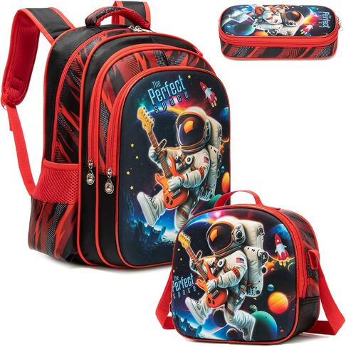 Kids 3D Dune Buggy Backpack for Boys 16" 3PCS Hard Shell School Bag Travel Teen Kids' Suitcase Childrens Backpacks Boy Birthday Gifts Bags Preschool Lunch Bag Pencil Case Bookbag Red in Saudi Arabia