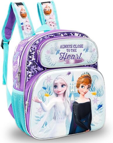 Disney Frozen Mini Backpack for Girls - Bundle with 12" Canvas Elsa and Anna School Bag with Water Bottle, Stickers, More | Frozen Backpack Purse Set for Kids in Kuwait