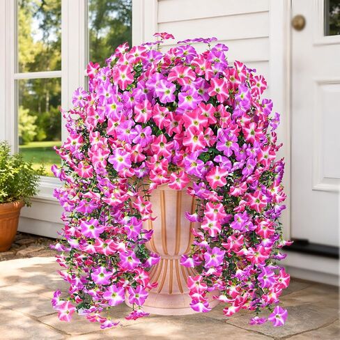 Realistic Artificial Flowers for Outdoors, 2 PCS Full UV Resistant Artificial Outdoor Flowers, Large Size Faux Flowers for Outdoor planters Fake Hanging Flowers Plants for Porch, Front Door, Garden in Saudi Arabia