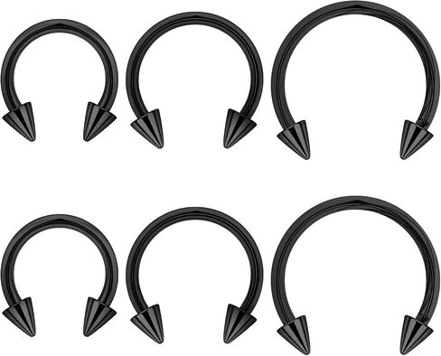 Long Spike Septum Rings 16G Surgical Steel Snake Bite Jewelry Lip Rings Smiley Piercing Jewelry for Women Men 8mm/10mm/12mm in Kuwait