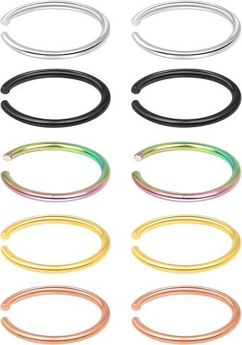 1-16Pcs 16G 18G 20G 22G Nose Rings Hoops Nose Piercings Fake Nose Ring Fake Septum Nose Ring Fake Lip Rings Fake Septum Piercing Fake Nose Piercing Fake Nose Hoop Faux Nose Rings Clip On Nose Cuffs Nose Piercing Jewelry Nose Rings for Women Men Nose Hoops in Kuwait