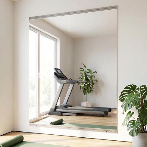 Home Gym Mirror, 57"x 48" Dance Mirror 2 Pieces, Frameless Large Full Body Wall Mirror, for Home Gym, Yoga Studio, Dance, Fitness in Saudi Arabia