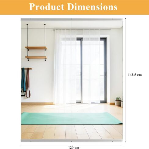 Home Gym Mirror, 57"x 48" Dance Mirror 2 Pieces, Frameless Large Full Body Wall Mirror, for Home Gym, Yoga Studio, Dance, Fitness in Saudi Arabia