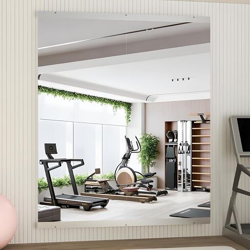 Home Gym Mirror, 57"x 48" Dance Mirror 2 Pieces, Frameless Large Full Body Wall Mirror, for Home Gym, Yoga Studio, Dance, Fitness in Saudi Arabia