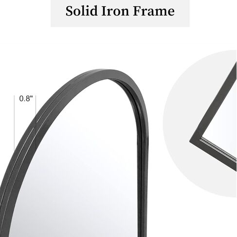 Dewfig Arched Window Wall Mirror, 42"x24", Decorative Mirror, Vanity Mirrors for Bathroom, Bedroom, Entryway, Living Room, Window Pane or Farmhouse Mirrors for Wall Decor, Metal Frame, Black in Saudi Arabia