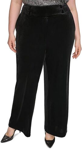 Calvin Klein Womens Plus Whitney Solid Velvet Wide Leg Pants Black 22W in Kuwait
