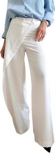 Geulis Womens Wrap Dress Pants Elegant Asymmetrical High Waisted Straight Wide Leg Trousers Slacks Business Casual in Saudi Arabia