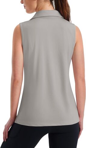 Women's Sleeveless Golf Shirts V-Neck Collared Polo Shirt Quick Dry Athletic Tennis Tank Tops UPF 50+ in Kuwait