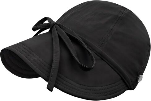 YAMEIZE Womens Bucket Sun Hat Packable Wide Brim Ponytail Beach Hat with Windproof Strap Sun Protection UPF50+ in Kuwait