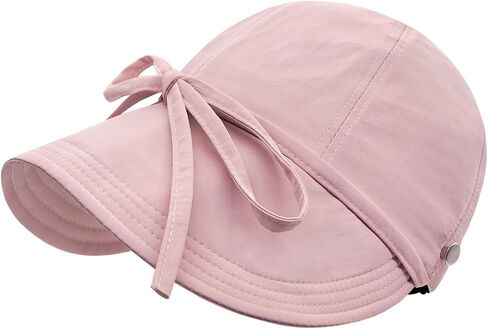 YAMEIZE Womens Bucket Sun Hat Packable Wide Brim Ponytail Beach Hat with Windproof Strap Sun Protection UPF50+ in Kuwait