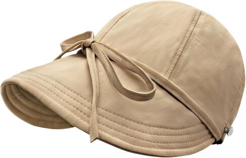 YAMEIZE Womens Bucket Sun Hat Packable Wide Brim Ponytail Beach Hat with Windproof Strap Sun Protection UPF50+ in Kuwait