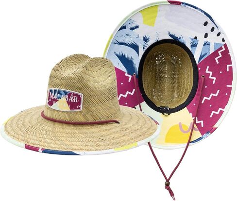 Malabar Straw Sun Hat - Wide Brim Hat for Men & Women - Adjustable Drawstring Chin Cord Sun Hat in Saudi Arabia