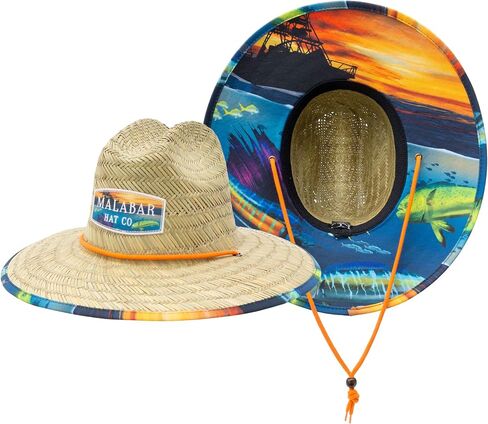 Malabar Straw Sun Hat - Wide Brim Hat for Men & Women - Adjustable Drawstring Chin Cord Sun Hat in Saudi Arabia