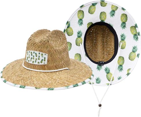 Malabar Straw Sun Hat - Wide Brim Hat for Men & Women - Adjustable Drawstring Chin Cord Sun Hat in Saudi Arabia