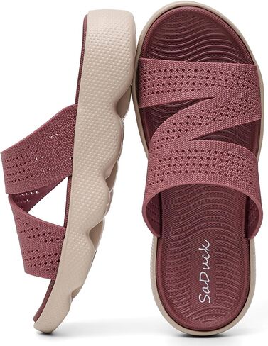 Womens Beach Sandals, Cute Slip On Summer Slides Sandals for Women, Non Slip Casual Summer Shoes for Beach travel & Vacation in Saudi Arabia