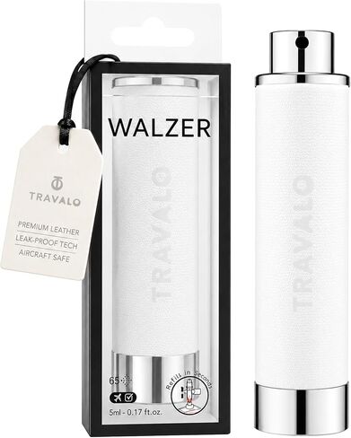 Travalo Walzer Refillable Perfume Atomizer - Pocket-Size, Leak-Proof, Glass-Free Spray Bottle Safe for Air Travel - Mini Perfume Bottle with Black Leather Cover in Kuwait