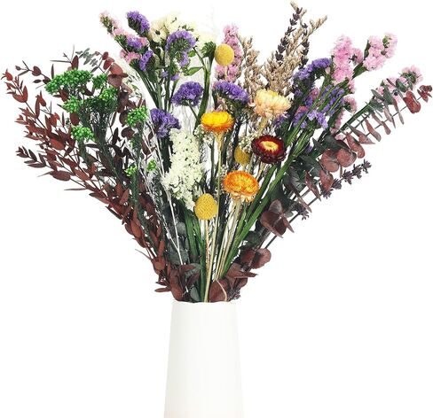 Natural Dried Flower Bouquet, 13 Kinds Dry Flowers Set, 17" DIY Floral Arrangements with Eucalyptus Baby's Breath and Lavender, Rustic Boho Wedding, Home Centerpiece Decorations, Fall Table Decor in Saudi Arabia