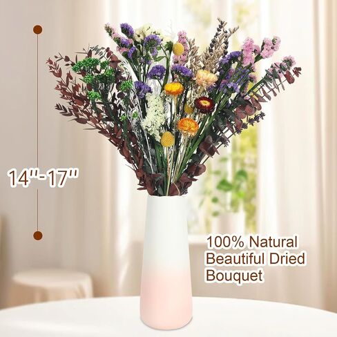 Natural Dried Flower Bouquet, 13 Kinds Dry Flowers Set, 17" DIY Floral Arrangements with Eucalyptus Baby's Breath and Lavender, Rustic Boho Wedding, Home Centerpiece Decorations, Fall Table Decor in Saudi Arabia