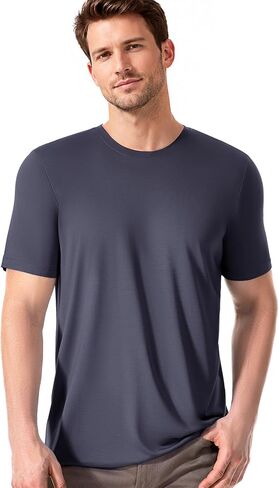 Silk T Shirts for Men, Classic Men’s Short Sleeve T-Shirt 100% Mulberry Silk Crew Neck Tee Top for Work & Travel in Saudi Arabia