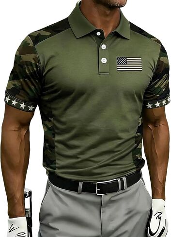 4Th of July Shirts for Men American Flag Polo Shirt Patriotic Golf Short Sleeve USA Polo T-Shirts in Saudi Arabia