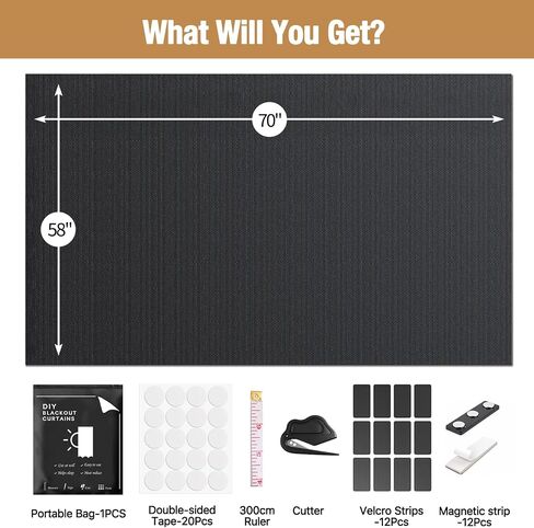 Magnetic Blackout Window Cover – 70" x 58" Portable Blackout Curtains for Bedroom, No Drill Black Out Blinds & Window Privacy Film, Temporary Black Out Shades for Windows Skylight Film RV Travel in Saudi Arabia