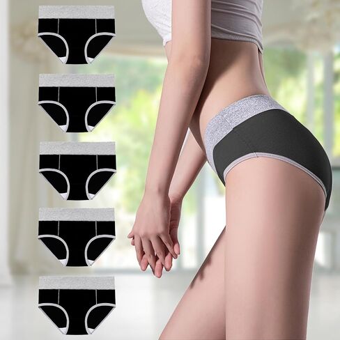Womens Cotton Underwear High Waisted Briefs Ladies Soft Stretch Panties Ladies Full Coverage Underpants 5 Pack in Kuwait