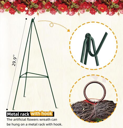 Cemetery Wreaths for Graves,Spring Wreath for Cemetery,Memorial Day Grave Wreath,Headstone Wreaths on Metal Stand, Artificial Flower Wreath:Red Rose Sunflower Berries in Saudi Arabia