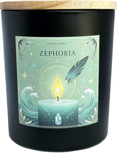 Eucalyptus & Sea Salt Aromatherapy Soy Wax Candle for Morning Reset, Spiritual Cleansing, Breathwork | 10 oz Scented Candle - Zephoria Ritual Candle by Wick & Whisper in Kuwait