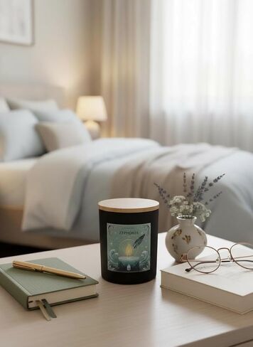 Eucalyptus & Sea Salt Aromatherapy Soy Wax Candle for Morning Reset, Spiritual Cleansing, Breathwork | 10 oz Scented Candle - Zephoria Ritual Candle by Wick & Whisper in Kuwait