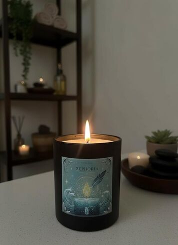 Eucalyptus & Sea Salt Aromatherapy Soy Wax Candle for Morning Reset, Spiritual Cleansing, Breathwork | 10 oz Scented Candle - Zephoria Ritual Candle by Wick & Whisper in Kuwait