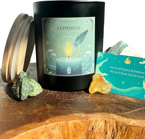 Eucalyptus & Sea Salt Aromatherapy Soy Wax Candle for Morning Reset, Spiritual Cleansing, Breathwork | 10 oz Scented Candle - Zephoria Ritual Candle by Wick & Whisper in Kuwait