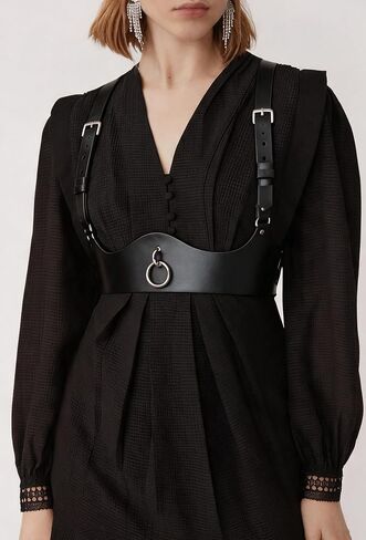 Body Harness for Women, Adjustable Faux Leather Chest Harness Belt, Minimalist Waist Harness, Festival Outfit Accessory for Rave, Party and Gothic Fashion(Waist 23.6-35.8in) in Saudi Arabia
