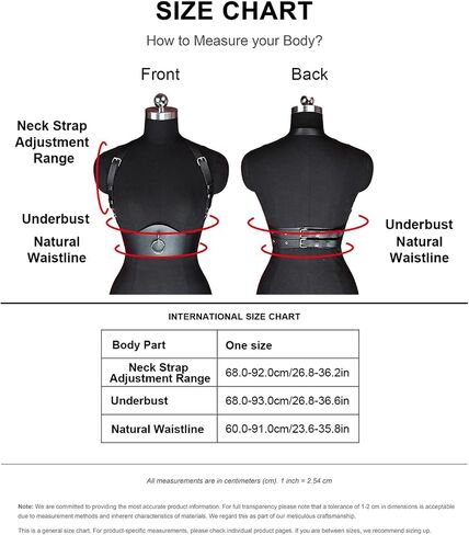 Body Harness for Women, Adjustable Faux Leather Chest Harness Belt, Minimalist Waist Harness, Festival Outfit Accessory for Rave, Party and Gothic Fashion(Waist 23.6-35.8in) in Saudi Arabia