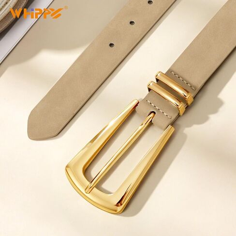 WHIPPY Women Leather Belt for Jeans Pants Dresses Elegant Gold Buckle Fashion Ladies Waist Belt for Casual Office Outfit in Kuwait