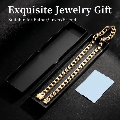 Qlaway 14MM Gold Cuban Link Chain for Men, 316L Stainless Steel and 14K Gold Filled, Gold Chains for Men, Available In 22/24/26/28/30 Inches, Gold Mens Necklace in Saudi Arabia