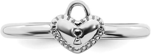 Solid 925 Sterling Silver Stackable Heart Padlock Ring Eternity Band in Kuwait