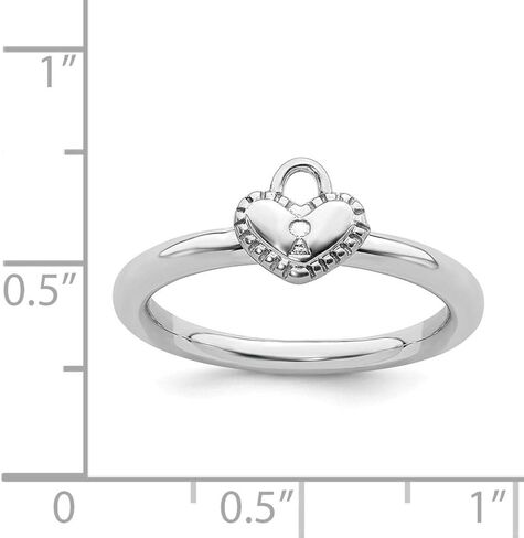 Solid 925 Sterling Silver Stackable Heart Padlock Ring Eternity Band in Kuwait