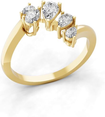 Pretty Lab Grown Pear Diamond Band Ring 14K Gold (HRN-000188) in Saudi Arabia