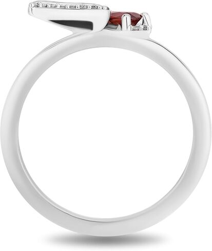 Jewelili Enchanted Disney Fine Jewelry 14K Rose Gold over Sterling Silver with 1/10 Cttw Diamond and Red Garnet Mulan Stackable Rings in Kuwait