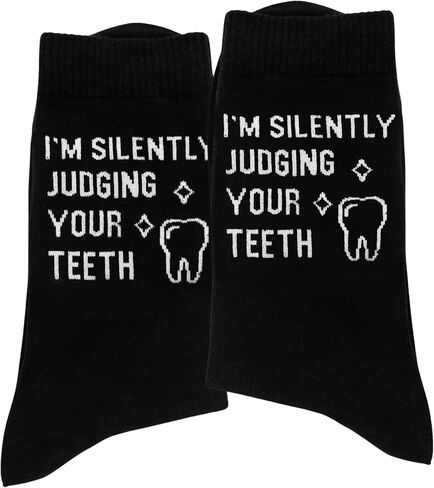 Witty Dental-Themed Socks - ‘I’m Silently Judging Your Teeth’ Gift. in Saudi Arabia