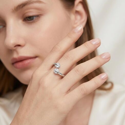 Fidget Spinner Rings for Women, 5A CZ Adjustable Stress Relief Ring, Silver Plated Spinning Ring for Women, Calm Rings with Healing Card & Box in Saudi Arabia