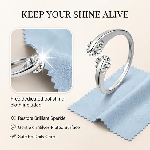 Fidget Spinner Rings for Women, 5A CZ Adjustable Stress Relief Ring, Silver Plated Spinning Ring for Women, Calm Rings with Healing Card & Box in Saudi Arabia