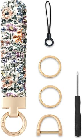 Seorsok Keychain Wristlet,Leaves&Floral Scrunchie Wrist Bracelet for Women,Stretchy Key Chain for Car Keys with D Ring in Saudi Arabia