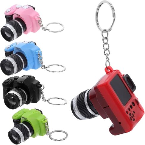 5Pcs LED Mini Camera Keychain Set, Novelty Hanging Key Rings with Button Battery, Mixed Colors Cute Photo Camera Pendant for Men Women Car Keys Accessories in Saudi Arabia